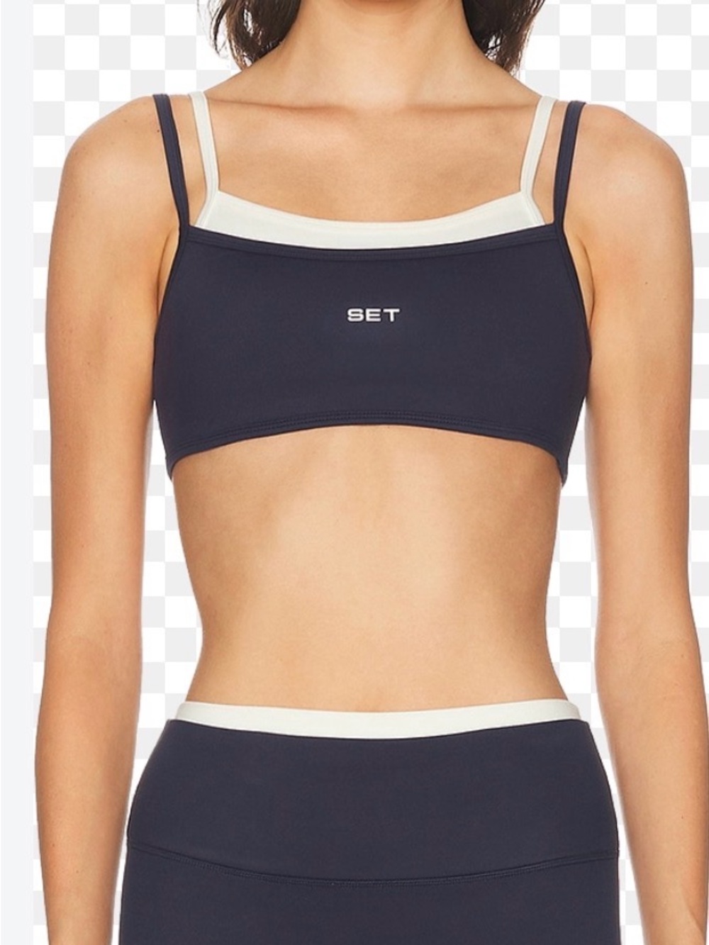 SET ACTIVE Navy and Cream Bralette Top